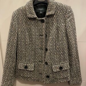 Max Mara Women's Black and White Tweed Jacket